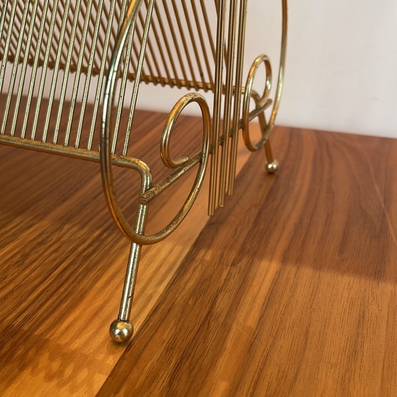 ***SOLD****Mid Century Modern Vintage Gold Metal 45 Record LP Stand Music - Picture 8 of 15